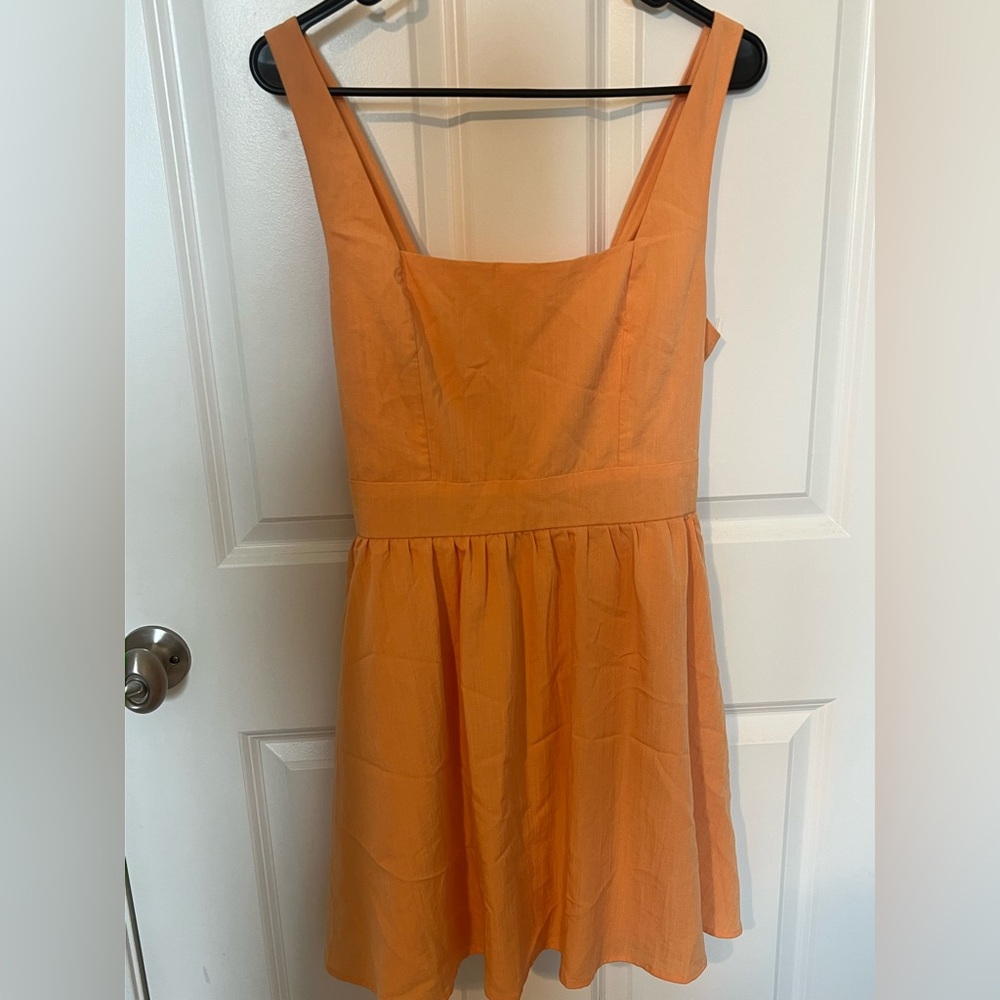 Orange Square Neckline Dress